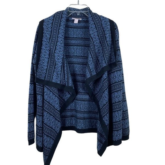 Forever 21 Contemporary Women Black/Blue Cardigan Sweater Size Medium - Picture 1 of 6